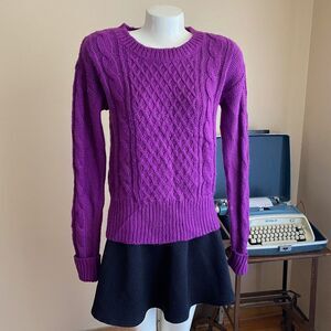 Arizona Jean Co Purple L Cable Knit Sweater Long Sleeve Diamond Pattern Soft Y2K